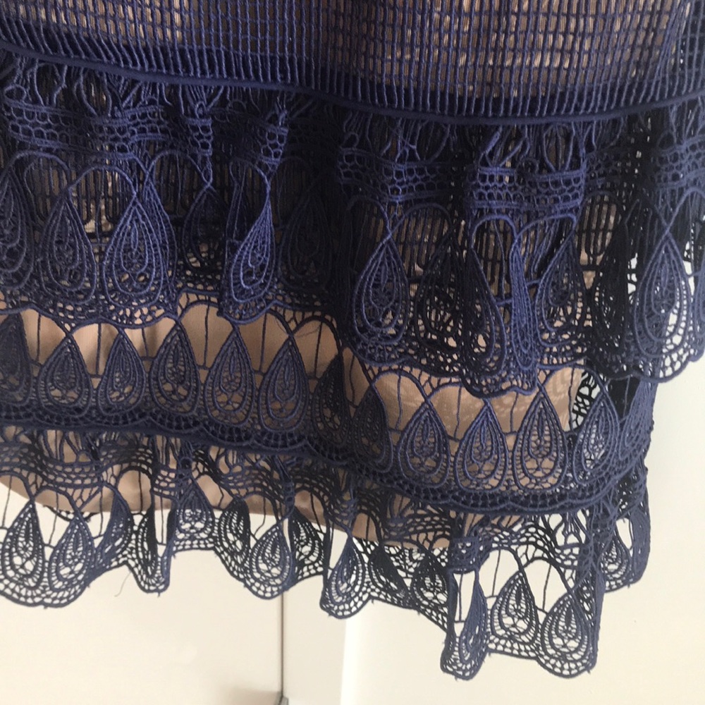 NWT Self-Portrait Teardrop Guipure Dress navy blue - Picture 4 of 8